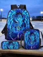 Boys' dragon themed three-piece backpack set, Including - Image 16