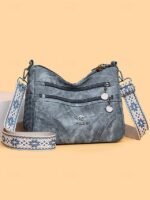 Women's Brown Faux Leather Crossbody Bag with Multiple - Image 11