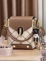 Women's Trendy Plaid Mini Shoulder Bag with Bear Charm, - Image 15