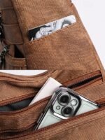 Women's Brown Faux Leather Crossbody Bag with Multiple - Image 7