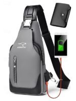 Men's Waterproof Oxford Cloth Sling Bag with USB Charging - Image 18