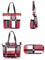 Women's Christmas Plaid Handbag Set, Multi-color Faux - Image 5