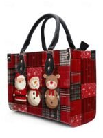 Women's Christmas Tote Bag - Faux Leather, Santa and - Image 8