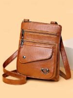Women's Faux Leather Crossbody Bag with Multiple Zipper - Image 4