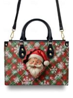 Women's Christmas Tote Bag - Faux Leather, Santa and - Image 6