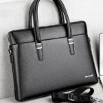 Men's Faux Leather Business Briefcase with Detachable