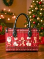 Women's Christmas Tote Bag - Faux Leather, Santa and - Image 5