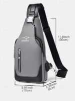 Men's Waterproof Oxford Cloth Sling Bag with USB Charging - Image 14