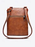 Women's Faux Leather Crossbody Bag with Multiple Zipper - Image 6