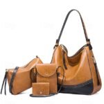 4-Piece Women's Handbag Set – Faux Leather Shoulder Bag,