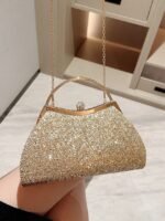 Women's Glitter Evening Clutch Bag – Sparkly Gold Handbag - Image 5