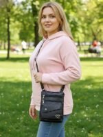 Women's Faux Leather Crossbody Bag with Multiple Zipper - Image 10