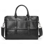 Men's Black Leather Tote Briefcase - Large Business Tote