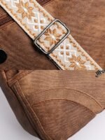Women's Brown Faux Leather Crossbody Bag with Multiple - Image 8