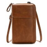 Women's Vintage Faux Leather Crossbody Wallet with Zipper, - Image 14