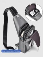 Men's Waterproof Oxford Cloth Sling Bag with USB Charging - Image 8