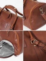 Men's Versatile Leather Weekender Bag with Integrated Shoe - Image 7